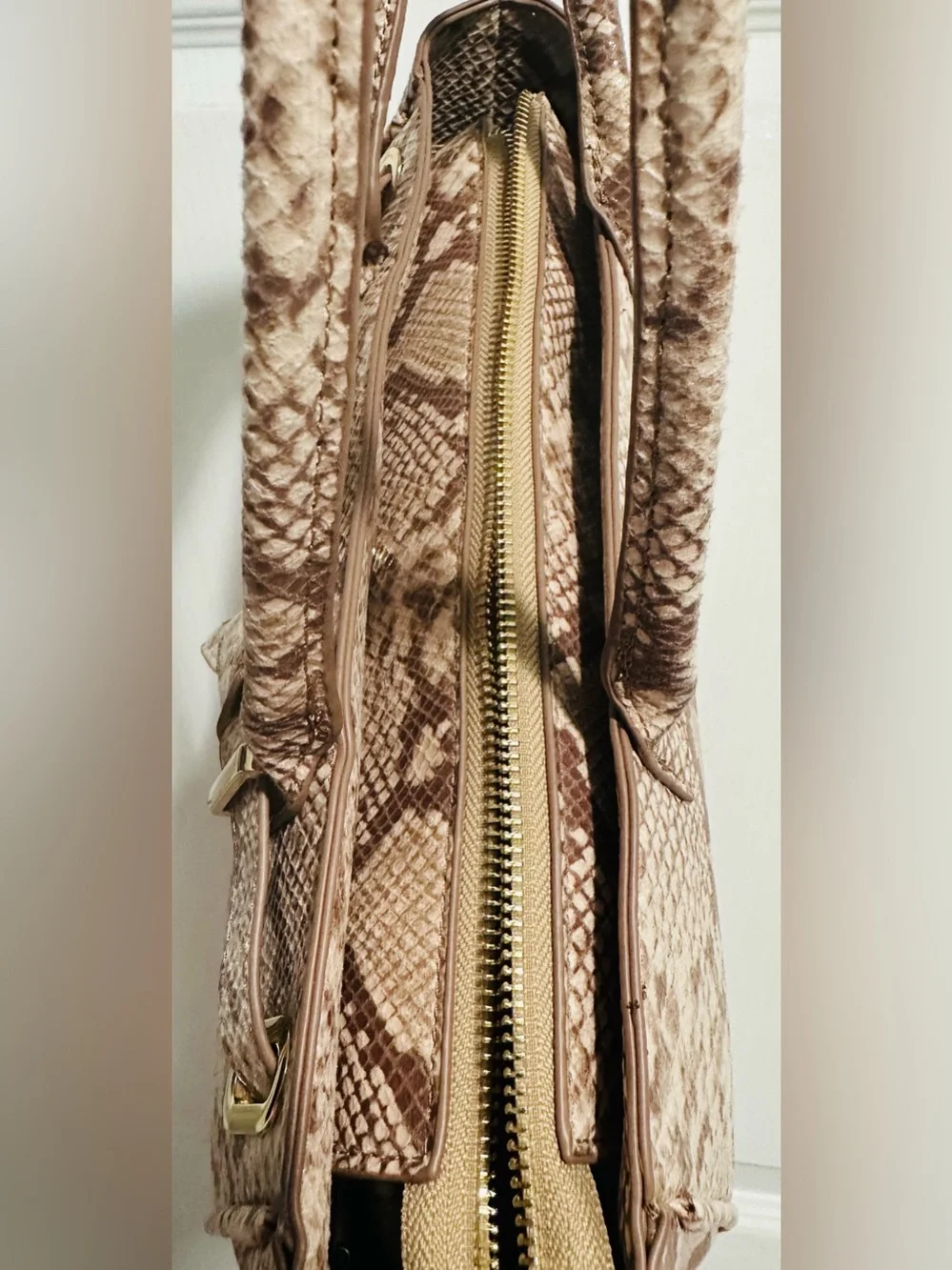 I.N.C Internal Concepts Python-Pattern Satchel Bag in Taupe-NWT!